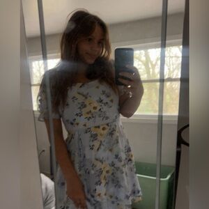 BLUE floral church dress